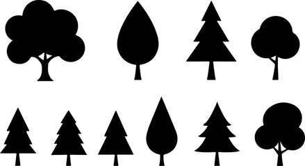 Fototapeta premium Tree Pine, Fir & Deciduous Tree Icons vector bundle