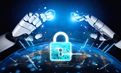 AI artificial intelligence strengthens cybersecurity with intelligent threat detection, virtual...
