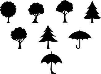 Tree  Pine, Fir & Deciduous Tree Icons vector bundle