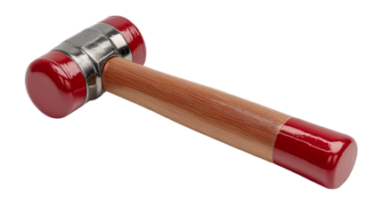 Red Mallet Tool with Wooden Handle