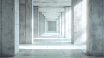 Creative concrete square corridor. Space and hallway concept. 3D Rendering. 3d illustration.
