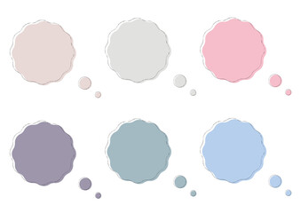 ふわふわした丸いふきだしフレームセット　くすみカラー
Fluffy round speech bubble frame set in dull colors