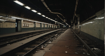 empty urban subway station with parallel tracks