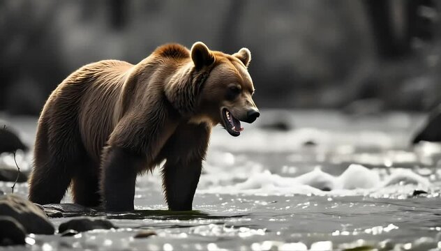 Brown bear laughing with a deep chuckle