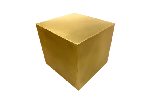 a gold cube on a white background