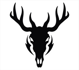 Hellish Creature Silhouette with Spiked Horns and Beard &ndash; Evil Design