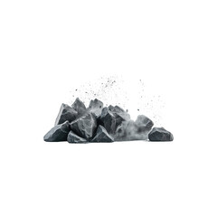 Naklejka premium Pile of small rough crushed stones isolated on white background