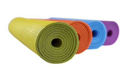 Rolled Yoga Mats in Vibrant Colors
