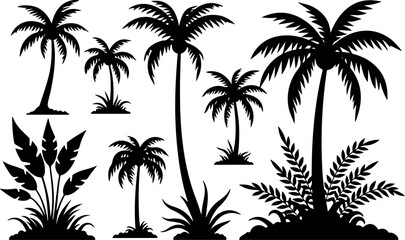 Fototapeta premium Tree Silhouette Collection – Pine, Fir & Deciduous Tree Icons vector bundle