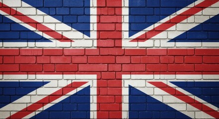 Fototapeta premium The union jack flag painted on a textured brick wall symbolizing british national identity and heritage