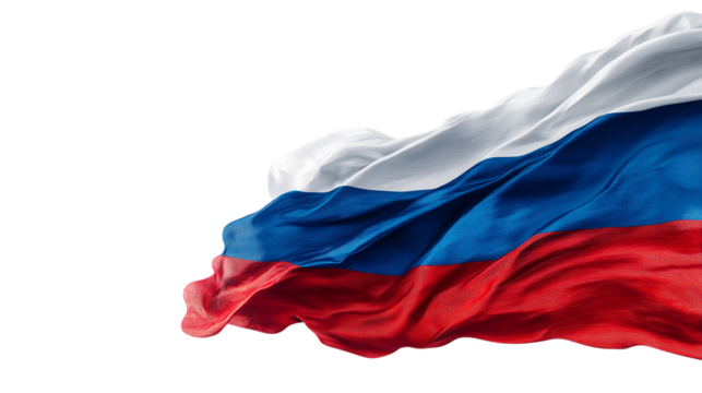 Russian Flag Waving Proudly on Transparent Backdrop