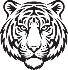 Obraz premium Black And White Tiger Face Illustration