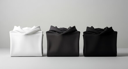 Folded black and white hoodies mockup presentation design template