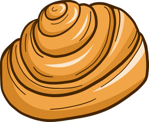 Vector cake. Bun illustration in brown color. isolated on white background. for cafe, menu. Illustration in doodle style.