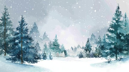 Winter background vector. Hand painted watercolor drawing for Christmas. and Happy New Year season. Background design for invitation, cards, social post, ad, cover, sale banner and invitation., no lo