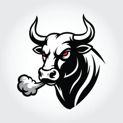 Angry Bull Head Logo Strong Taurus Mascot Vector Icon