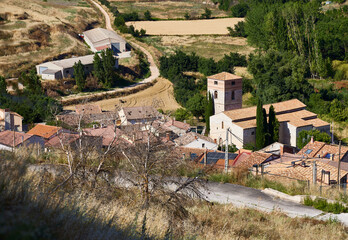 Curiel de Duero. Panoramic view of this Castilian town, which has its own medieval castle. This town is located in the province of Valladolid (Castilla y Le&oacute;n).