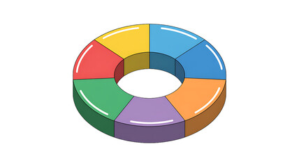 Fototapeta premium Colorful Donut Chart for Data Analysis Representation Visualization with Segmented Sections and a Dark Background ideal for presentations