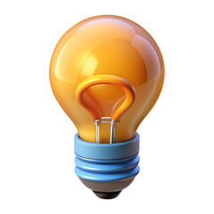 3D Light Bulb Icon for Creativity, Innovation, and Idea Concept