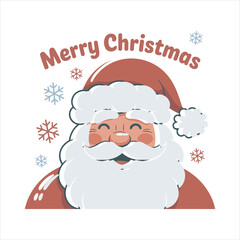 Cute Santa Claus Face Vector Illustration,Cartoon Santa Head Icon for Christmas Design,Smiling Santa Claus Avatar in Flat Style,Minimalist Santa Face Clipart for Holiday Use,Adorable Santa Claus Vecto