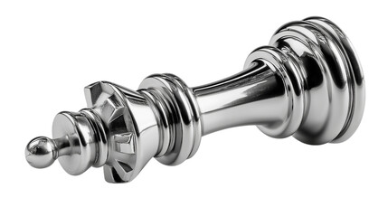 Silver Chess Queen Piece Lying Down on Transparent