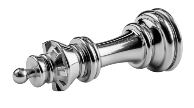 Silver Chess Queen Piece Lying Down on Transparent