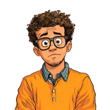 Close-up cartoon portrait of a young man