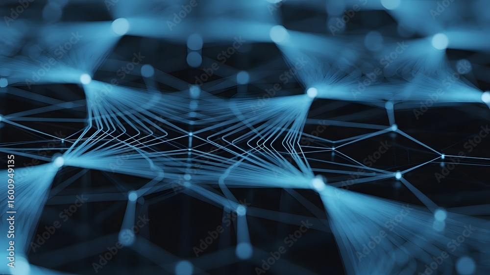 Aufkleber abstract network connection structure with glowing nodes and lines representing data flow and interc