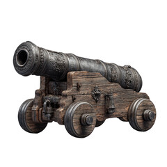 Ornate antique cannon on wooden carriage (1)