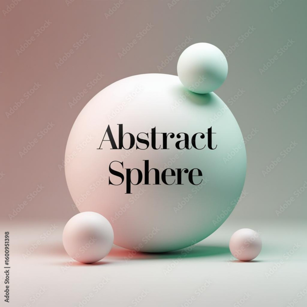 Poster Three dimensional rendering of spheres with gradient lighting and soft pastel color palette design element