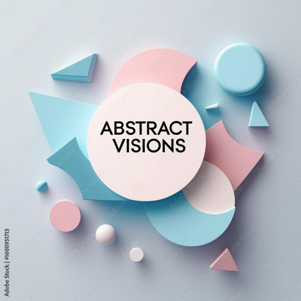 Aufkleber Floating geometric shapes in pastel hues create a modern and visually appealing composition design style