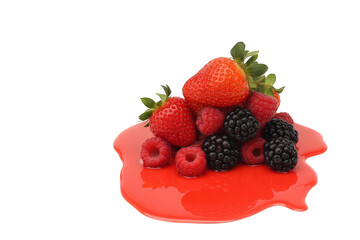 Fresh Strawberries with Exotic Berries Isolated on Transparent Background