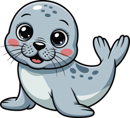 Cute cartoon seal vector illustration, adorable marine animal mascot for kids, ocean, and wildlife designs

