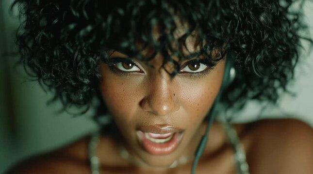 4K video of a black female call center agent on a head set talking to a cilent in a modern call center