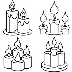 Burning Candles Coloring Page – Lit Candle Outline for Kids