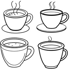 Obraz premium Cup of Coffee Coloring Page – Hot Coffee Mug Outline for Kids