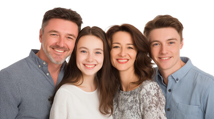 Fototapeta premium Smiling Family of Four on Transparent Background Image