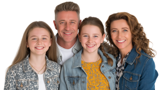 Smiling Family Portrait on Transparent Background Image - Powered by Adobe