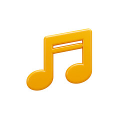 Golden musical eighth note symbol isolated on transparent background