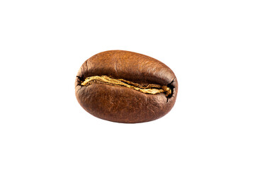 a coffee bean with a brown and yellow stripe