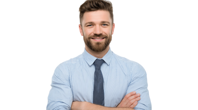 Smiling Man with Tie and Crossed Arms Portrait