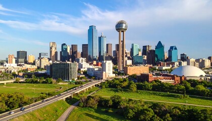 Obraz premium Panoramic city view on a sunny day