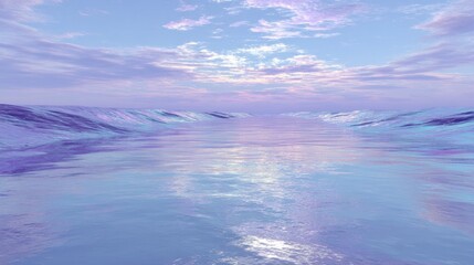 Fototapeta premium Pastel-toned water scene with clouds