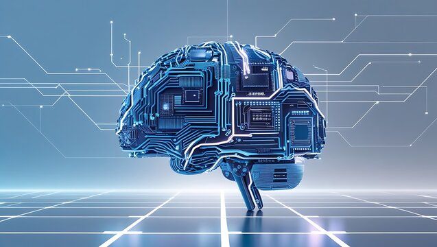 Digital representation of the human brain illustrating artificial intelligence and technology innovation
