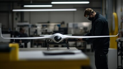 drone-like futuristic aircraft prototype being developed in innovation lab