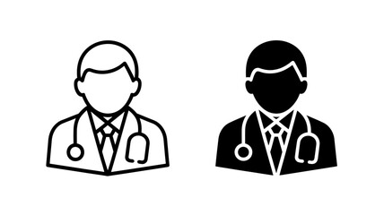 Vector art of a Doctor Icons: Outline and Solid Style, Medical Professional, Healthcare Symbol, Simple Design, Clean Minimalist Vector Graphics
