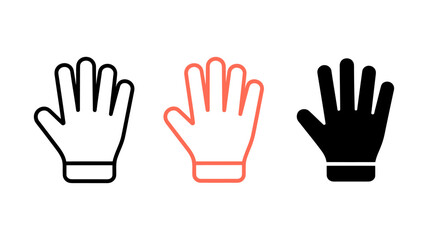 Fototapeta premium Vector art of a Three Simple Hand Icons: Black, White, and Coral Outline Styles.