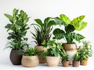Fototapeta premium Assorted indoor plants in pots home decor plant collection