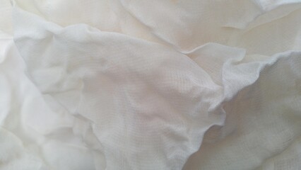 Soft, Draped White Gauze Fabric Texture Background