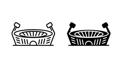 Vector art of a Stadium Icon: Line Art and Solid Black Vector Graphics for Sports, Events, and Travel Designs.